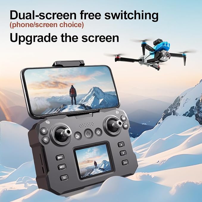 RC Drone with Screen Display Remote Control, 1080P Dual Camera, Speed Adjustment, Altitude Hold, One-Key Takeoff, 3D Flips, 2 Batteries, Hovering, Brushless Motor, APP Control, Plane Copter, LED Lights, Adult Beginners FPV Quadcopter Airplane Helicopter