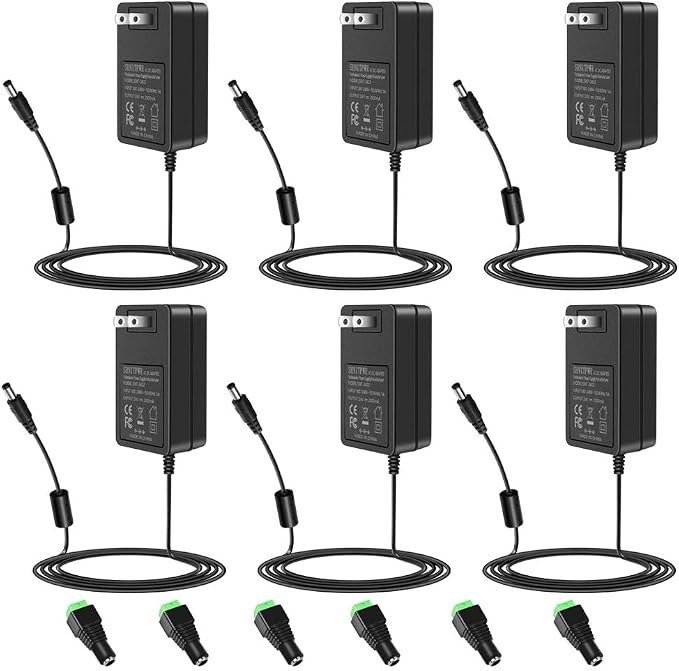 SHNITPWR 24V 2A 48W Power Supply Adapter 100~240V AC to DC 24 Volt 2000mA 1.25A 1.5A 1.6A 1.75A 1.8A Converter Transformer with 5.5x2.5mm Tip for LED Strip 3D Printer CCTV Camera LCD Monitor 6-Pack