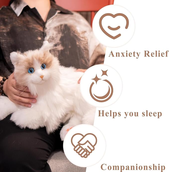 Chongker Interactive Robot Cat, Realistic Cat with Lifelike Heartbeats, Purring, Custom Name & Voice Interaction, Relieving Anxiety in the Elderly, for Daily Companionship and Soothing Sleep-Percy