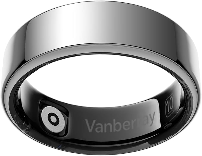 Well 1 Smart Ring for Women & Men, 10-Day Battery Life, Sleep/Stress/Heart Rate/Blood Oxygen/Fitness Health Tracker Ring, No App Subscription, iOS & Android Compatible (Light Silver, 8)