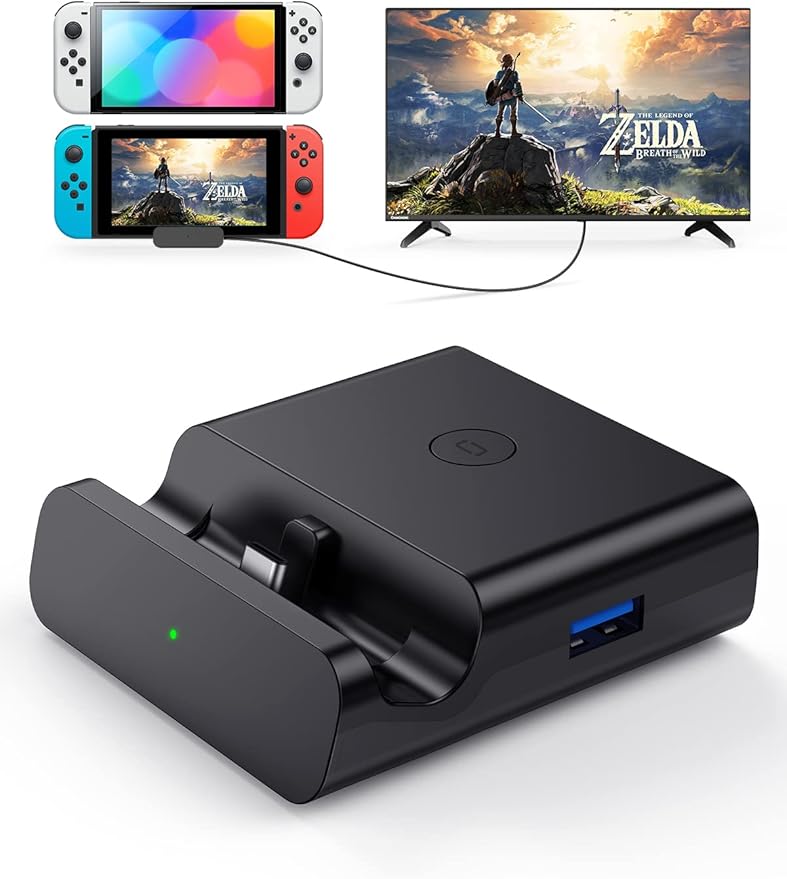 NEWDERY Switch Docking Station for TV, USB C to HDMI Multiport Hub Adapter, Portable PD Charger Dock for Nintendo Switch & OLED Console