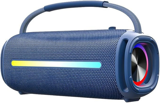 Portable Bluetooth Speaker, Outdoor Waterproof Wireless Speaker with Colorful Flashing Lights, 20W Super Bass, TWS Pairing Suitable for Outdoor, Party, Home, Beach, Travel (Blue)