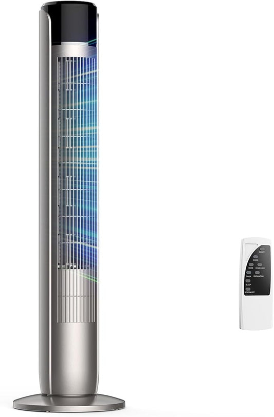 Tower Fan for Bedroom, 36 Inch Bladeless Floor Fan with Remote, 60° Oscillating Electric Standing Fan, 5 Speeds & 4 Modes, 12H Timer, 28dB Quiet, 25ft Airflow for Home, Office, Indoor Use