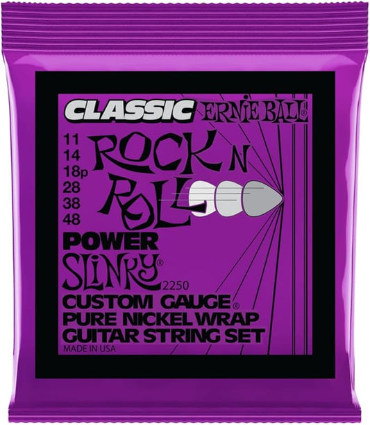 Ernie Ball Power Slinky Classic Pure Nickel Electric Guitar Strings, 11-48 Gauge (P02250)
