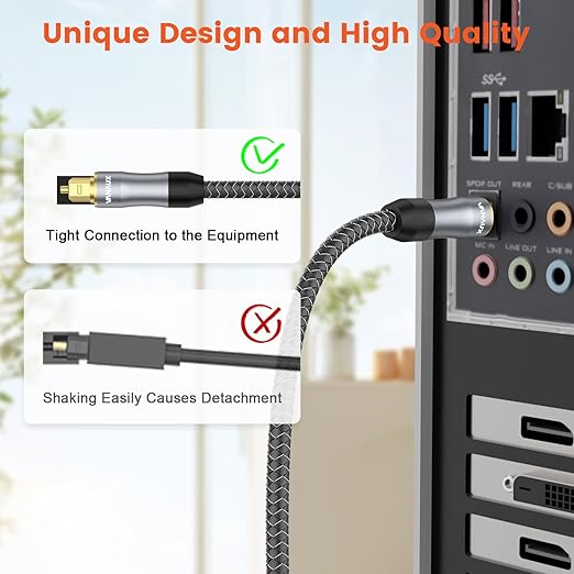VANAUX Toslink to Mini Toslink Digital Optical Cable,S/PDIF Fiber Optic Audio Cable,24K Gold Plated for TV,Soundbars,Stereo Systems【Not A 3.5mm Auxiliary Plug】(3ft/1m)