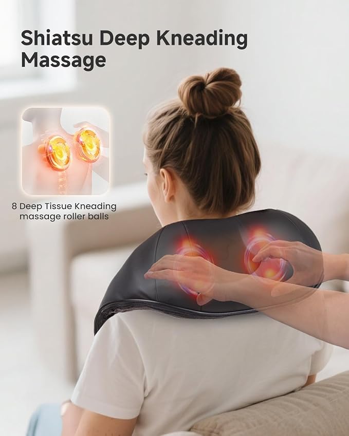Snailax Shiatsu Back Neck Massager with Heat, Neck Shoulder Massager, Deep Kneading Massager Gifts for Mom, Dad, Mothers Day,Gifts Presents for Her,Him