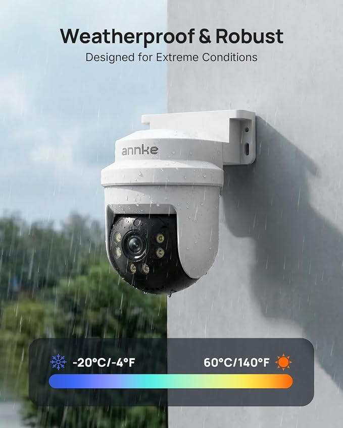 ANNKE 5MP TVI CCTV Home Surveillance Dome PT Camera, Wired Add on Camera with 350° pan and 90° tilt, 100ft Night Vision, IP65 Weatherproof, One Way Audio (DVR Required, Not Included)