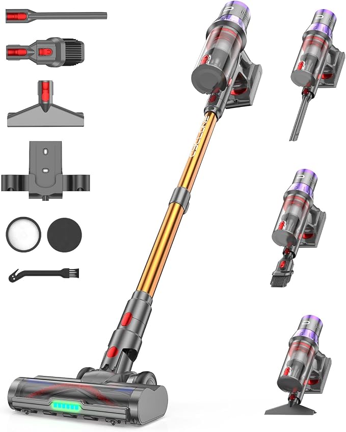 YU7 Max Cordless Vacuum Cleaner, 650W 55kPa Stick Vac with Intelligent Auto Mode, Up to 80 Min Long Runtime, Self-Standing Wireless Vaccum for Home, Pet Hair, Carpets & Hard Floors