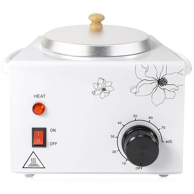 600ML Wax Warmer for Hair Removal, Professional Waxing Heater Pot with Adjustable Temperature for Women Men, with 20 Wooden Wax Sticks