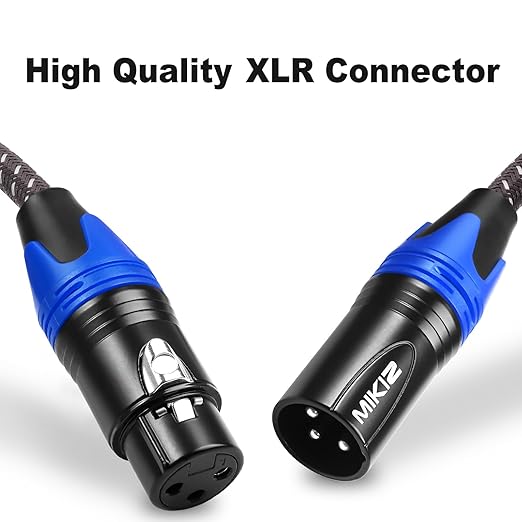 XLR Cables Braided 6ft 2 Pack Color Coded in Blue Premium Anti-tangling XLR Patch Cables Short for Microphone DJ