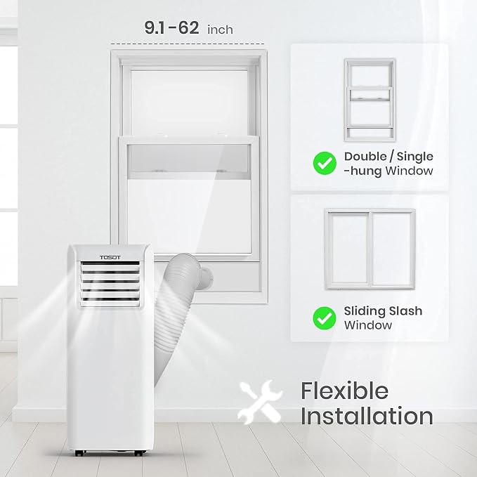 TOSOT 9,500 BTU Air Conditioner Easier to Install, Quiet and 3-in-1 Portable AC, Dehumidifier, Fan for Rooms Up to 300 sq ft, Aovia Series, White