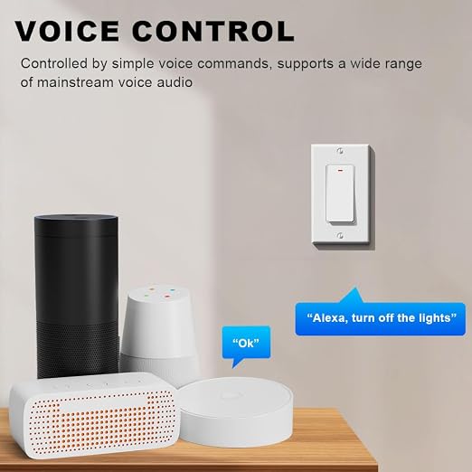 Smart Switch 1 Gang, Neutral Wire Required, 2.4GHz Wi-Fi Light Switch Compatible with Alexa and Google Home, UL Certified