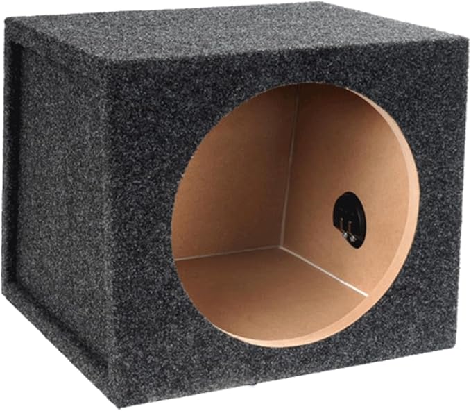 Bbox Single 10 Inch Subwoofer Sealed Enclosure - Car Subwoofer Box & Enclosures - Premium Subwoofer Box Improves Audio Quality, Sound & Bass - Red & Black Spring Terminals - Charcoal