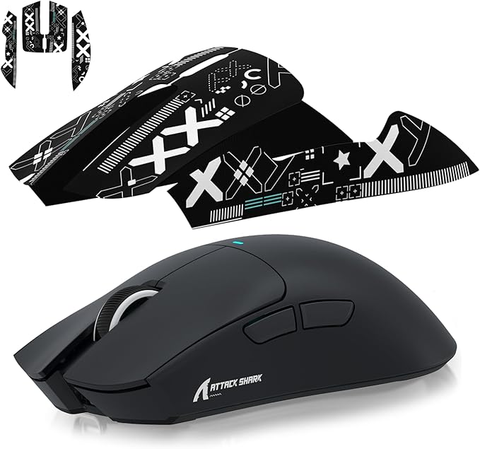 MAGIC-REFINER Attack Shark Gaming Mouse Anti-Slip Grip Tape, Compatible with Superlight Wireless pc Mouse,Sweat Resistant，Fine Feel,Cut to Fit，Cool Mouse Skins for Video Games/Office/Study(Black)