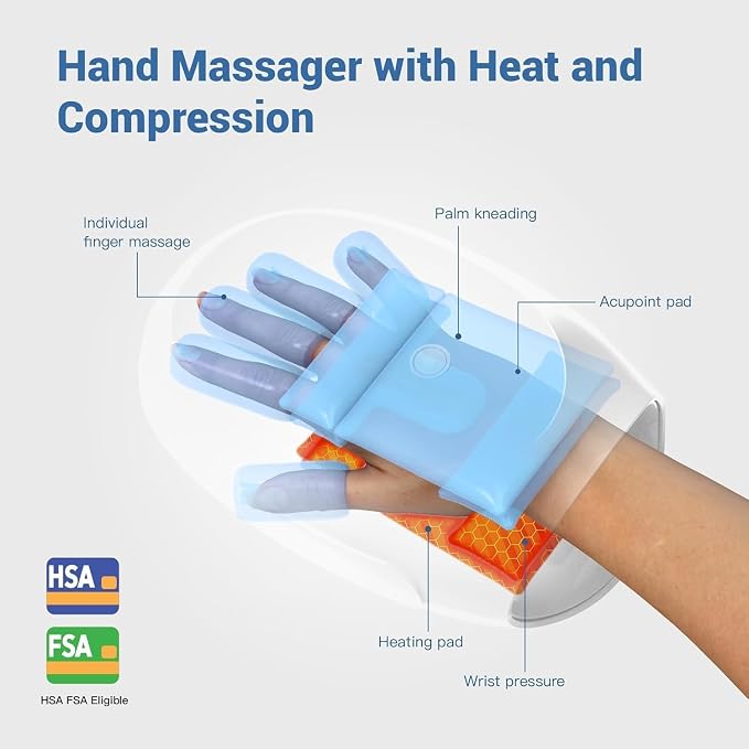 Hand Massager with Heat and Compression,Hand & Wrist Massager for Arthritis and Carpal Tunnel Pain Relief