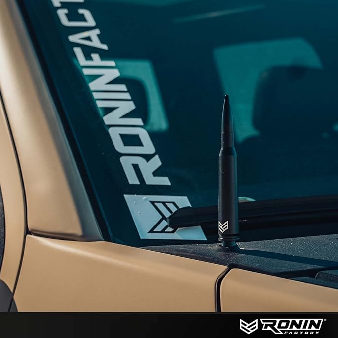 Ronin Factory 50 Cal Bullet Antenna - Ford F150 F250 F350 Super Duty Raptor (Bronco 21-23) Truck Accessory - RAM 1500 Short Antenna Replacement