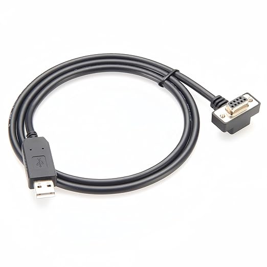 90 Degree Low Profile Slim DB9 RS232 Serial Cable with FTDI FT232RNL USB 2.0 to D-Sub 9Pin Female COM Port Converter Cable for PLC, POS Terminals, CNC, Modems (4Pin Down, 1M/3.28FT)