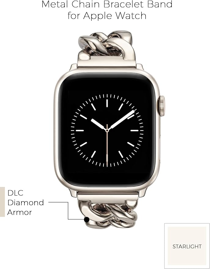 V.R.HOPE Starlight Apple Watch Bands for Women, Designer Cowgirl Chain Bracelet Strap Compatible with Apple Watch 46mm/49mm/45mm/44mm/42mm, Dressy Stainless Steel Metal Band for iWatch Series11 10 9 8 7 6 5 4 3 2 1 SE3 Ultra3(Starlight)
