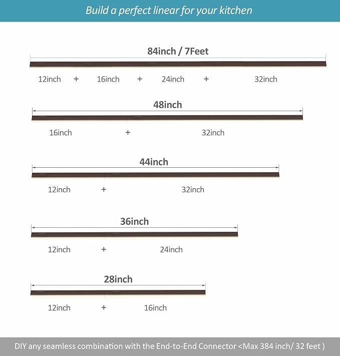 Leetdud Under Cabinet Lighting Plug in, 24 Inch 1 Pc, Linkable AC120V 3CCT 3000K/4000K/5000K Ultra Slim, LED Under Cabinet Lights for Counter Light, Kitchen, Shelf, Sink, Workshop, Desk, Bronze