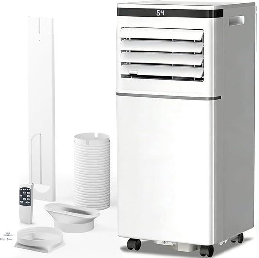 Portable Air Conditioner, 8000 BTU, Cools Up to 350 Sq Ft, Remote Control, 2 Fan Speeds, 24 Hour Timer, Quiet Operation & Fan Mode, Portable AC for Bedroom, Office, Home & Dorm