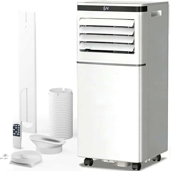 Portable Air Conditioner, 10000 BTU, Cools Up to 450 Sq Ft, Remote Control, 2 Fan Speeds, 24 Hour Timer, Quiet Operation & Fan Mode, Portable AC for Bedroom, Office, Home & Dorm