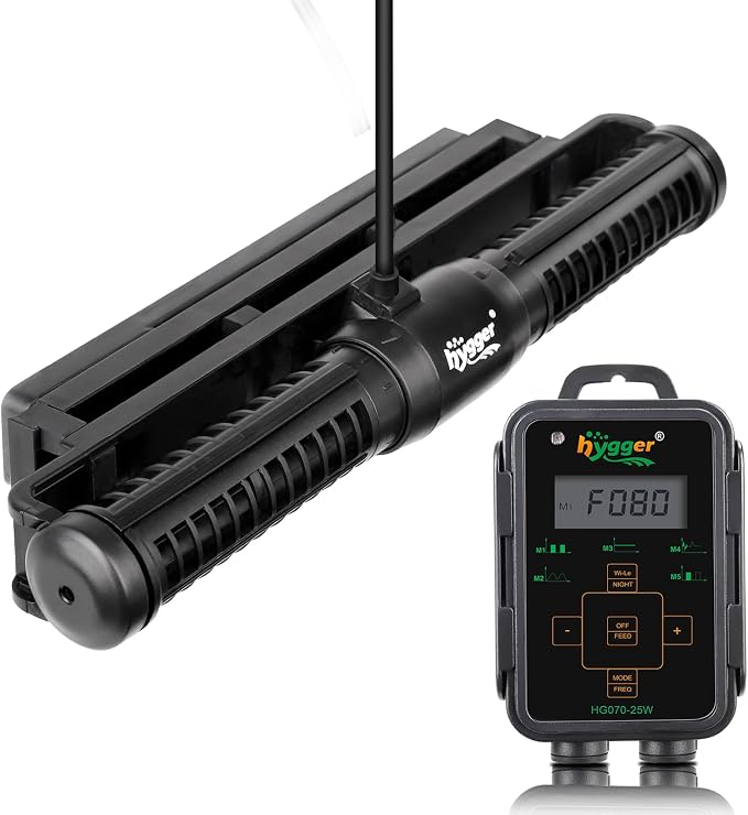 Hygger Aquarium Wave Maker - Adjustable Cross Flow Pump with LED Display Controller, Magnetic DC 24V Powerhead for Freshwater & Marine Reef Aquariums Up to 265 Gallon (25W)