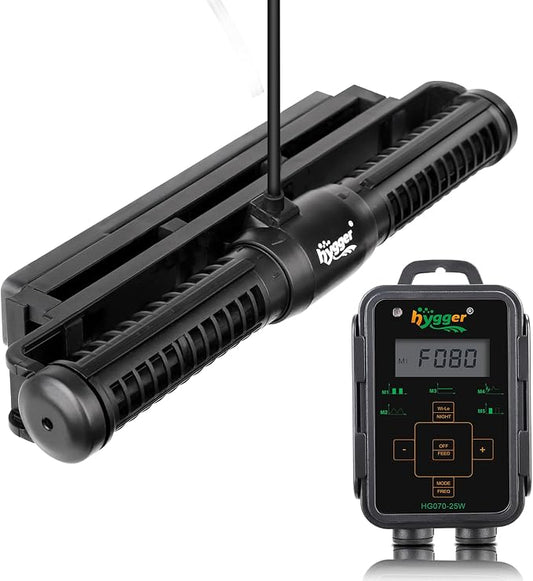 Hygger Aquarium Wave Maker - Adjustable Cross Flow Pump with LED Display Controller, Magnetic DC 24V Powerhead for Freshwater & Marine Reef Aquariums Up to 265 Gallon (25W)