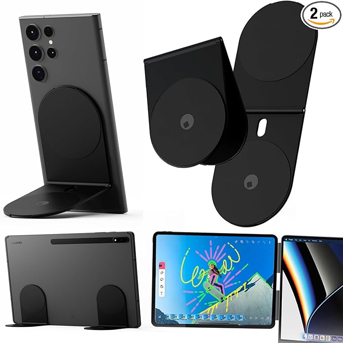 Rolling Square Edge Pro Tablet Kit - Mount and Phone Magnetic Holder, Smartworking & Productivity Stand Accessory, Compatible with MagSafe, Compatible with Any Tablet or Phone, Black