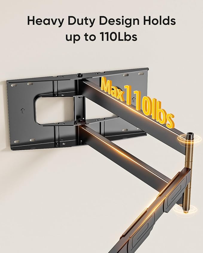FORGING MOUNT Long Arm TV Mount Full Motion Wall Mount TV Bracket with 43” Extension & Swivel Articulating Arm & Tilt, Fits 42 to 80 Inch Flat/Curve TVs Holds up to 110 lbs, VESA 600x400mm Compatible