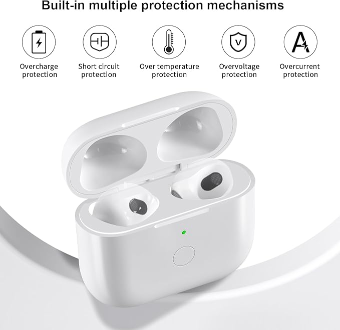 Wireless Charging Case Replacement Compatible with AirPod 3rd Generation, Air Pod 3 Charger Case with Bluetooth Pairing Sync Button