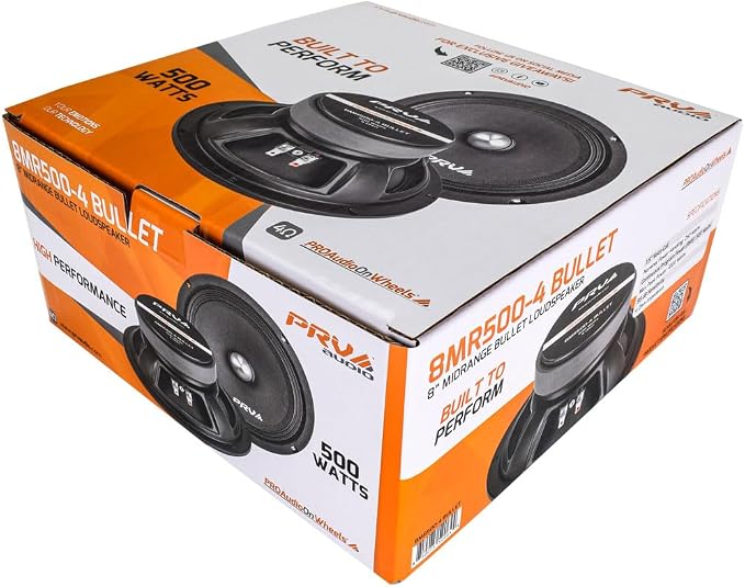 PRV AUDIO 8 Inch Midrange Speaker 8MR500-4 Bullet, 500 Watts Program Power, 4 Ohm, 1.5 in Voice Coil Bullet Speakers for Car Audio Door Louspeaker (Single)