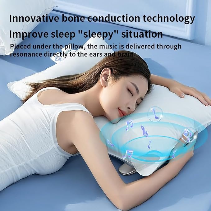 Micool Bone Conduction Sleep Speaker - 15H Battery, Bluetooth 5.3 & TF Card Mode | Under-Pillow Design for Private Music & Soothing Sleep (Silver-Gray)