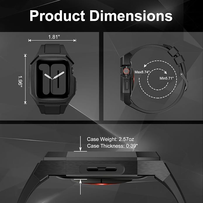Luxury Metal Case with Band Compatible for Apple Watch 44mm 45mm 46mm 49mm,Men Rugged Protective Bumper Cover with Soft Silicone Strap for iWatch Series 11/10/9/8/7/6/SE3/SE2/SE/5/4 and Ultra 3/2/1 49mm