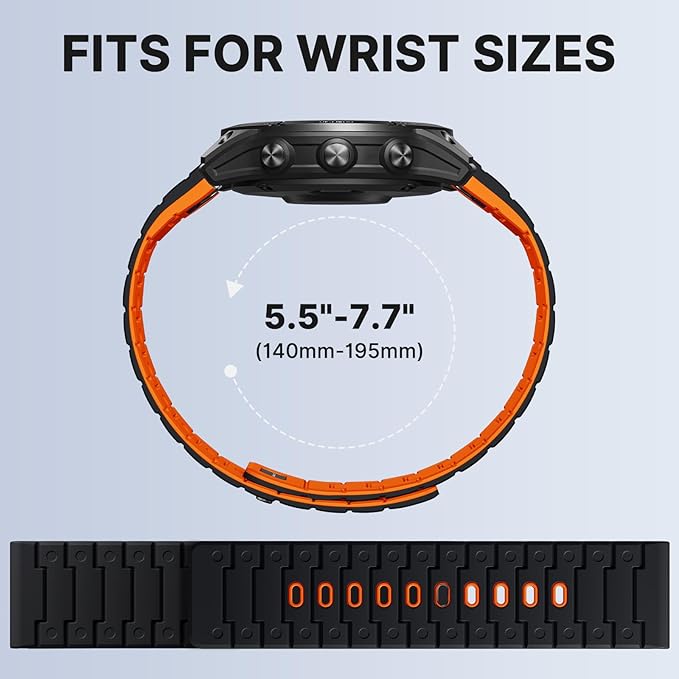 Bandletic Compatible with Garmin Instinct Watch Band - 22mm Quick Fit Silicone Sports Strap for Fenix 8 E 47mm/7 6 Pro/5 Plus/Instinct 2 3 E 45mm /Forerunner 965/955/945 /Approach S70/S62/S60/Epix Pro