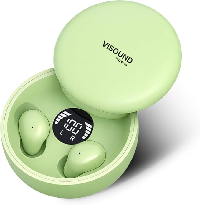 VionB Air Invisible Earbuds Wireless Bluetooth 5.4 for Small Ears, Mini Tiny Ear Buds, IPX5 Waterproof, Sound Isolating Fit, ENC Mic for Clear Calls, Discreet in-Ear Headphones (Sage Green)