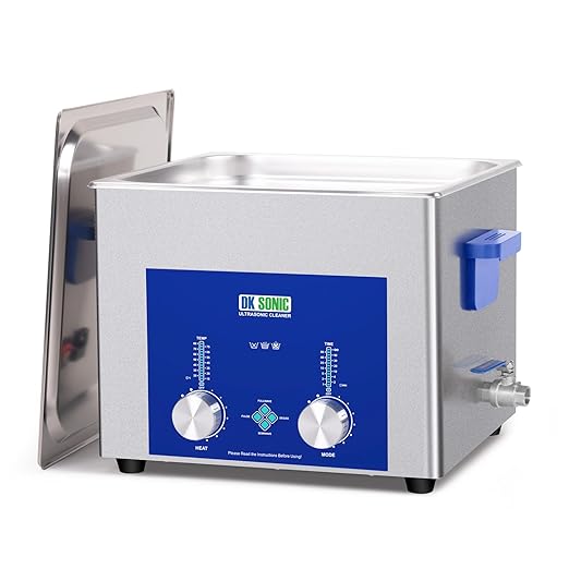 DK SONIC Industrial Ultrasonic Cleaner 15L,360W Commercial Sonic Cleaner with Encoded Timer,Heater&Basket, Multiple Functions for Carburetors, Motorcycle Engines, Chains