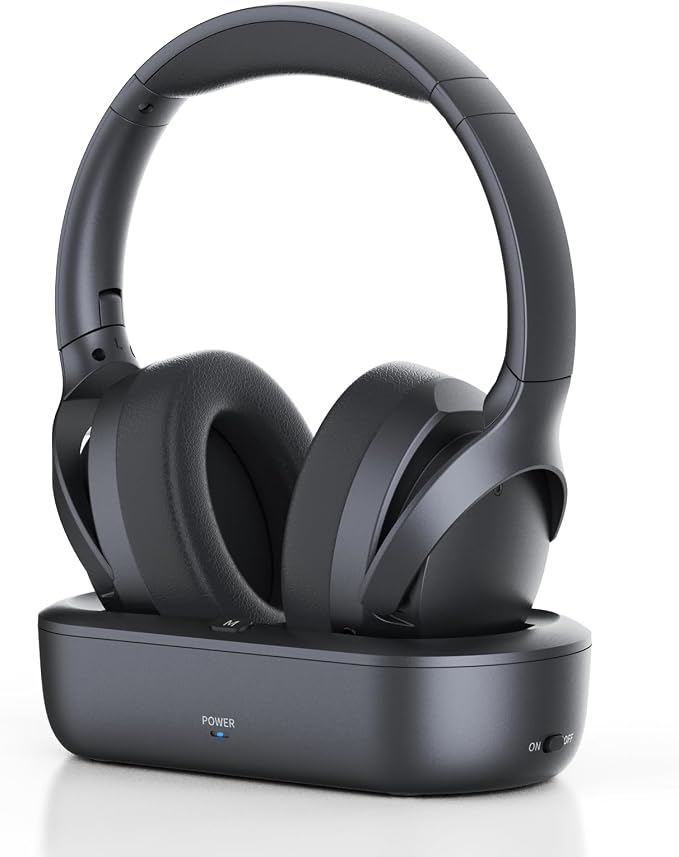 ANSTEN Wireless Headphones for TV Watching with Digital Optical RCA AUX 3.5 MM Transmitter Charging Dock, Over Ear Headset for Seniors, Bluetooth Headphones No Delay, 30 Hrs Playtime, Plug and Play