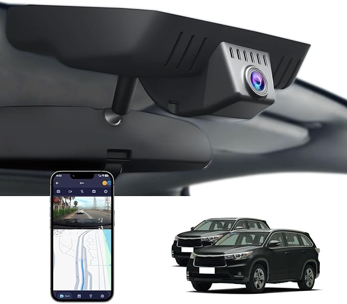 Single Channel 4K Dash Cam for Toyota Highlander 2017 2018 2019 LE Limited L XLE Platinum Hybrid (Gen3), OEM-Style, 4K Image, Built-in WiFi, G-Sensor, Loop Recording, Plug & Play, 64GB Card