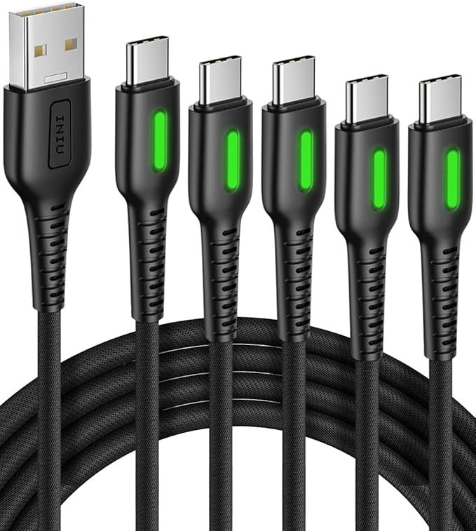 INIU USB C to USB C Cable, 100W [2-Pack 6.6ft] PD 5A Fast Charging Type C to Type C Cable & USB C Cable, [5 Pack 3.1A] QC 3.0 Fast Charging USB Type C Cable, (3.3+3.3+6+6+10ft)