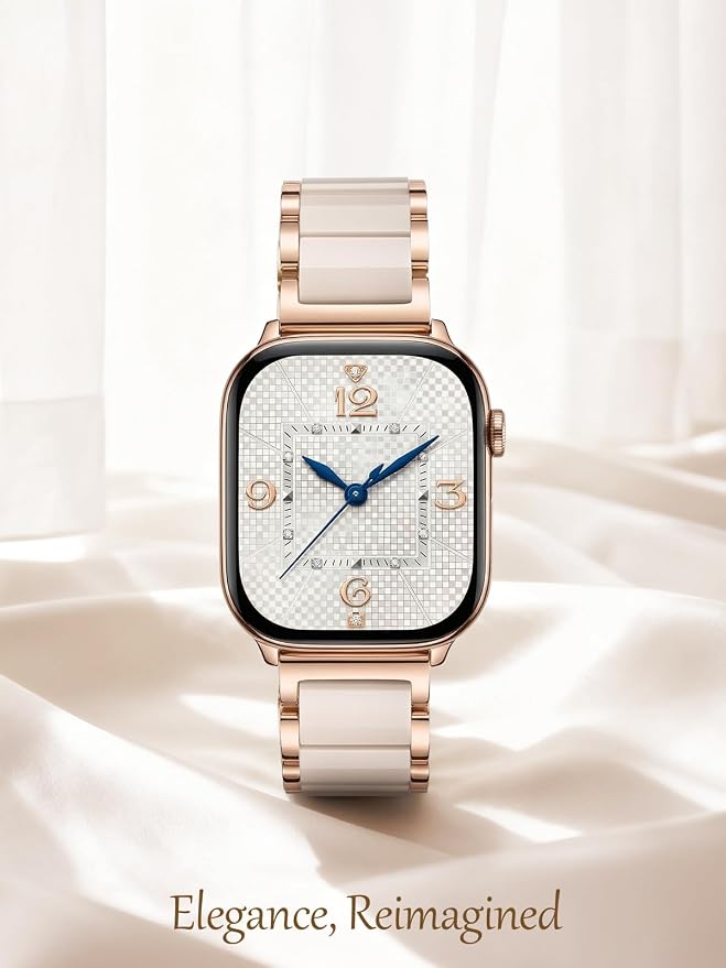 V.R.HOPE Apple Watch Band for Women 42mm 44mm 45mm 46mm 49mm Fashion Rose Gold Stainless Steel Metal Strap with Resin Inlay, Fashion Bracelet Compatible with iWatch Series Ultra3/11/10/9/8/7/6/SE (Oatmeale+Rose Gold)