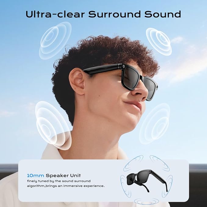 XO AI Smart Glasses,HD 1080P Camera Glasses with Video Recording & Photo Taking,140+ Language Real-Time Translation Glasses Perfect for Travel, Business(Transparent Anti-Blue)