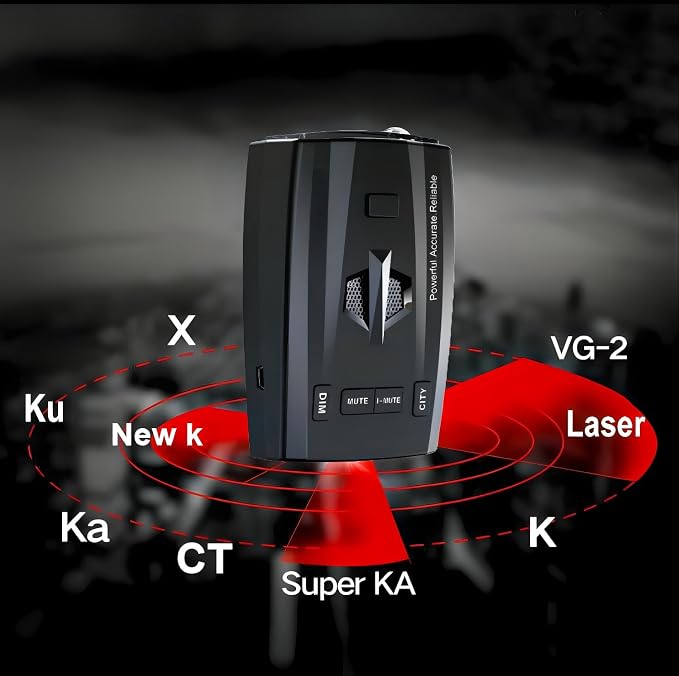 Upgraded Radar Detector, Radar Detectors for Cars, Up to 1100 Yards Long Range Detection, X/K/Ka/KU/ST/CT Band & Laser Detection with Voice Alert, Intelligent False Alert Filter Black