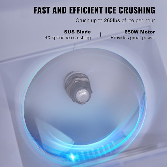 VEVOR Commercial Ice Shaver Crusher, 265lbs Per Hour Electric Snow Cone Maker with 4.4lbs Ice Box, 650W Tabletop Shaved Ice Machine for Parties Events Snack Bar, Home and Commercial Use