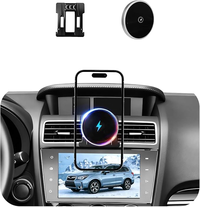 Car Cell Phone Holder for Subaru Forester (2014-2018), Magnetic Phone Holder, Magsafe Car Mount Charger, Dashboard Phone Holder, Cell Phone Automobile Cradles, 15W Wireless, 360° & Hands Free