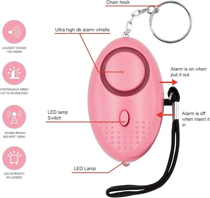 Safe Sound Personal Alarm, 12 Packs 140DB Personal Security Alarm Keychain with LED Lights, Emergency Safety Alarm for Women, Men, Children, Elderly