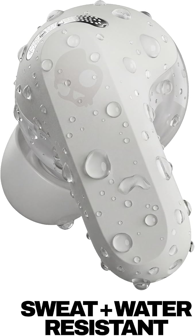 Skullcandy Rail ANC Wireless Earbuds, Bluetooth Headphones, Active Noise Cancelling, Up to 38 Hours Battery, Microphone for iPhone Android, Customizable via App - Bone