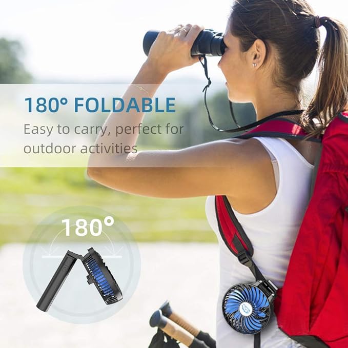 HandFan 10400mAh Portable Handheld Fan, 40Hrs Long-Lasted Hand Fan Rechargeable, Mini Personal Fans Foldable, Heavy Duty Battery Fans for Travel Beach Concerts Cruise Makeup(Blue Blade)