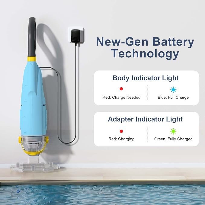 2026 Upgraded Cordless Pool Vacuum with Telescopic Pole, 60 Min Powerful Suction & Transparent Head, Rechargeable Handheld Cleaner for Above Ground Pools, Inground Pools, Hot Tubs and Spa
