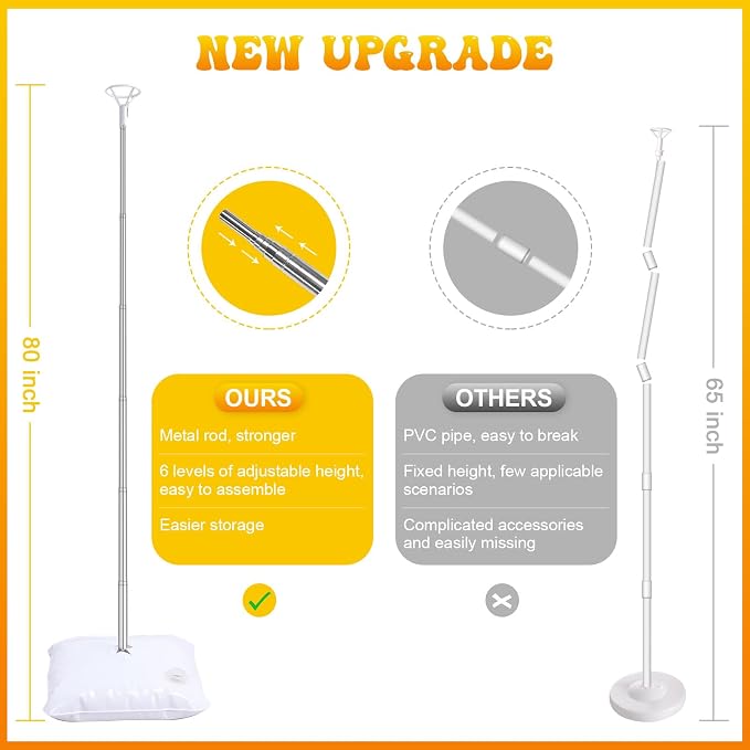 IDAODAN 2 Set Balloon Column Kit and Balloon Pump Electric, Balloon Column Stand with Balloon Pump, 65 inch Height Balloon Tower Stand for Wedding Baby Shower Birthday Party Event Decorations