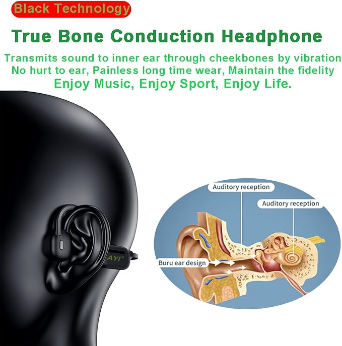 AYI Professional Swim Headphones True Bone Conduction Open Ear Headset MP3 Player Built-in 32G Memory IP68 Underwater Waterproof Bluetooth Earphone for Driving Bicycling Running Skiing-White